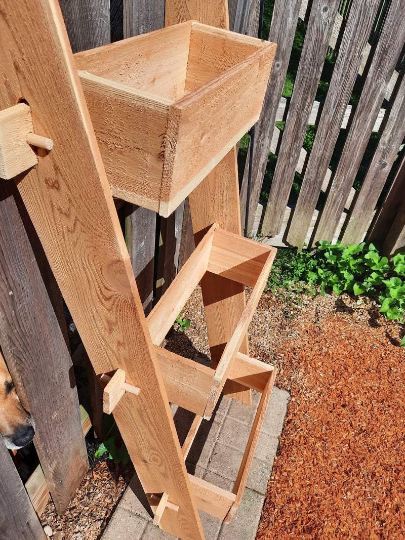 Load image into Gallery viewer, 3-Tier Vertical Cedar Standing Planter Box
