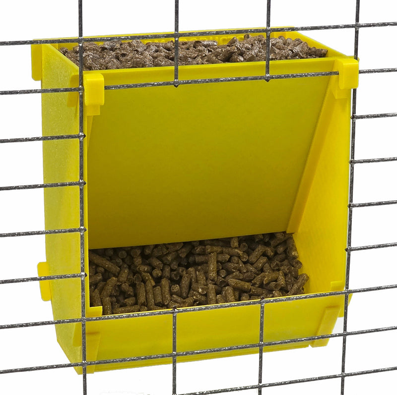 Load image into Gallery viewer, Texas USA Made 6-Inch Cage Hanging Rabbit Feeder with ID Tag for Rabbit Pellet Feed with a Sifter Base
