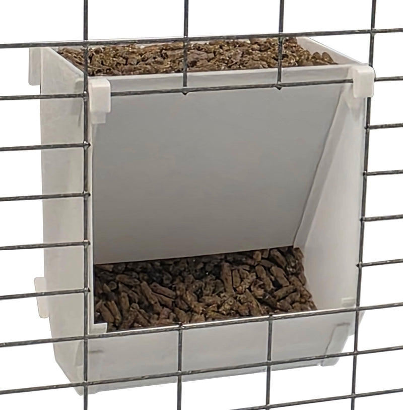 Load image into Gallery viewer, Texas USA Made 6-Inch Cage Hanging Rabbit Feeder with ID Tag for Rabbit Pellet Feed with a Sifter Base
