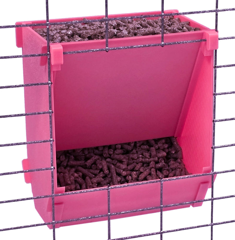 Load image into Gallery viewer, Texas USA Made 6-Inch Cage Hanging Rabbit Feeder with ID Tag for Rabbit Pellet Feed with a Sifter Base
