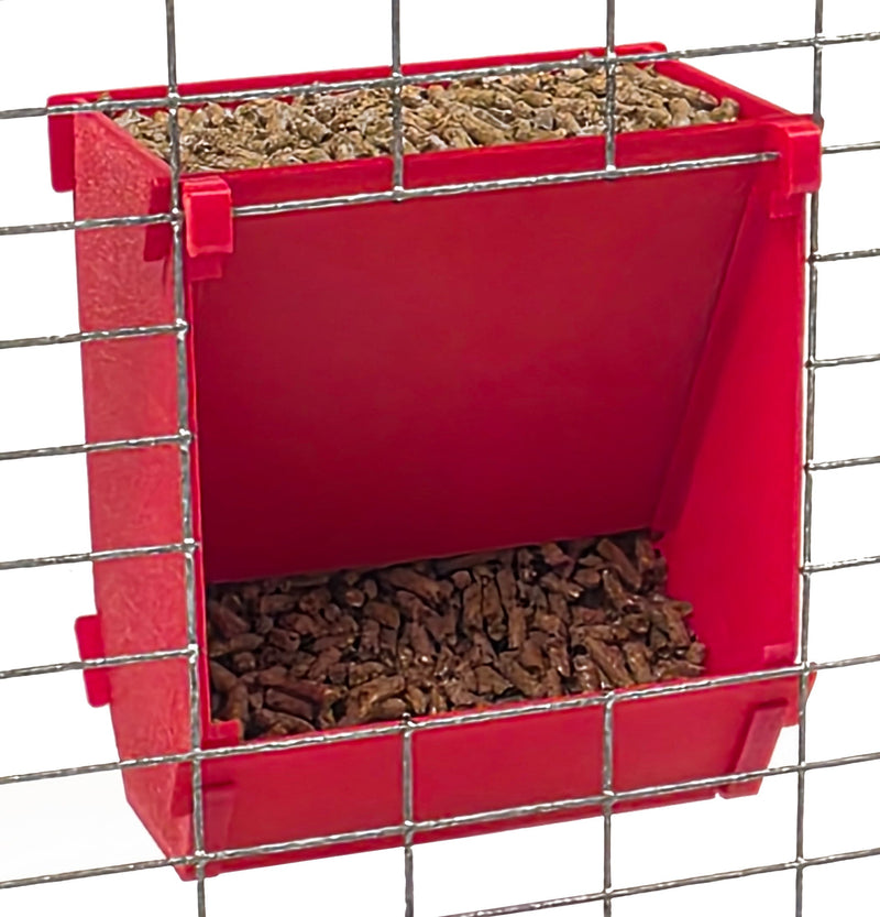 Load image into Gallery viewer, Texas USA Made 6-Inch Cage Hanging Rabbit Feeder with ID Tag for Rabbit Pellet Feed with a Sifter Base
