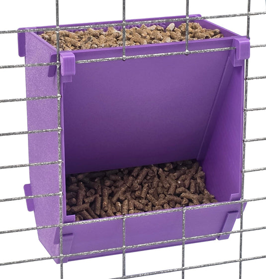 Texas USA Made 6-Inch Cage Hanging Rabbit Feeder with ID Tag for Rabbit Pellet Feed with a Sifter Base