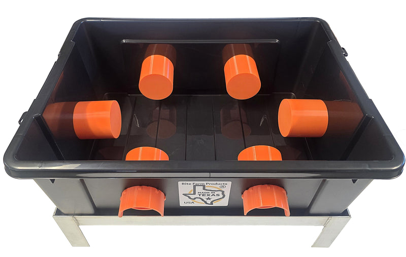 Load image into Gallery viewer, USA Made 50lb Capacity 6 Port Automatic Chicken Feeder with Welded Aluminum Poultry Stand

