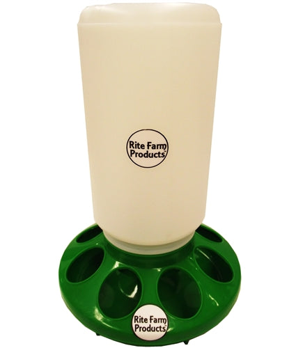 Rite Farm chick feeder base with quart jar