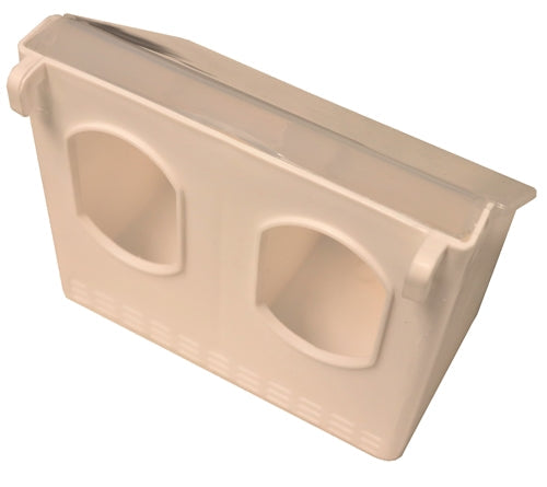 Load image into Gallery viewer, Plastic 2 Hole Quail, Pigeon, Dove, Bird Feeder Outside Of Cage Fill
