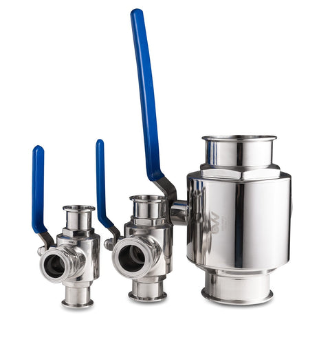 Sanitary 3-Way Ball Valve 4in Tri-Clamp