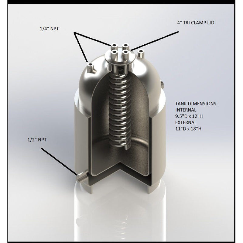 Load image into Gallery viewer, Jacketed Stainless Steel LP Tank with Internal Condensing Coil and Dip Tube
