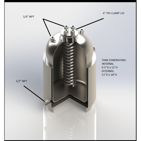 Jacketed Stainless Steel LP Tank with Internal Condensing Coil and Dip Tube