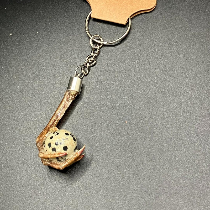 Load image into Gallery viewer, Quail Foot Keychain with Faux Quail Egg Stone
