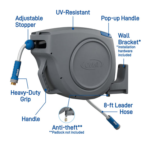 100 ft x 5/8 in Auto-Retractable Garden Hose Reel 28263, additional product view 2