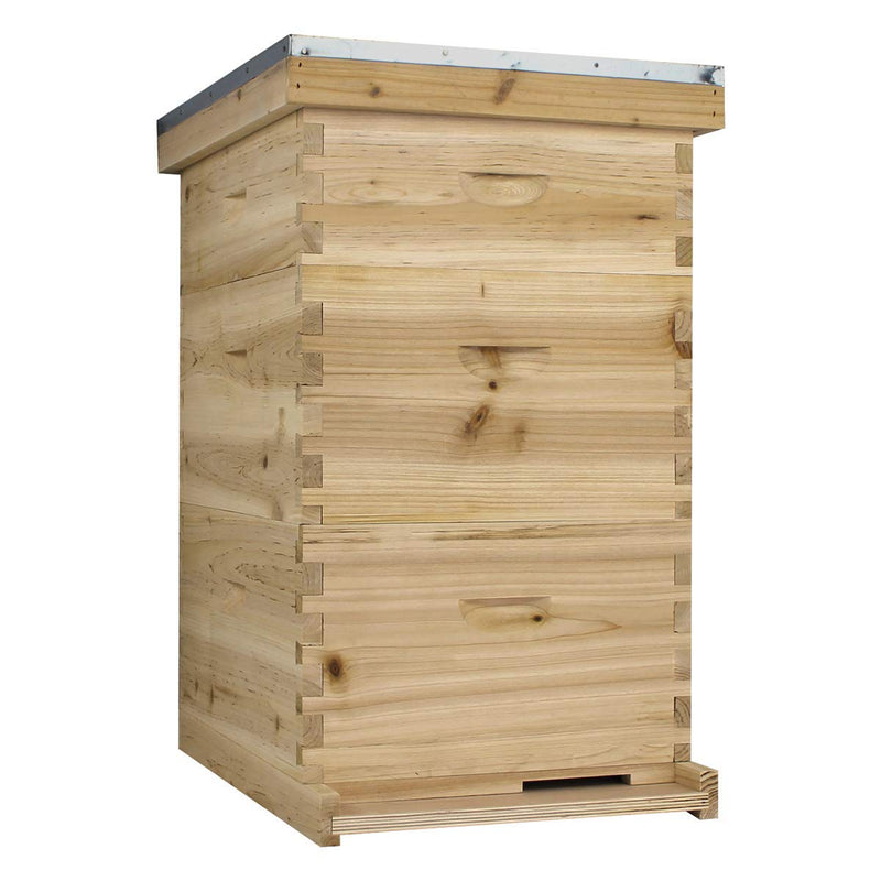 Load image into Gallery viewer, NuBee 10-Frame Complete Beehive Kit – Unassembled (2 Deep + 1 Medium Boxes) with Frames &amp; Wax-Coated Foundations | Langstroth Hive for Beginners
