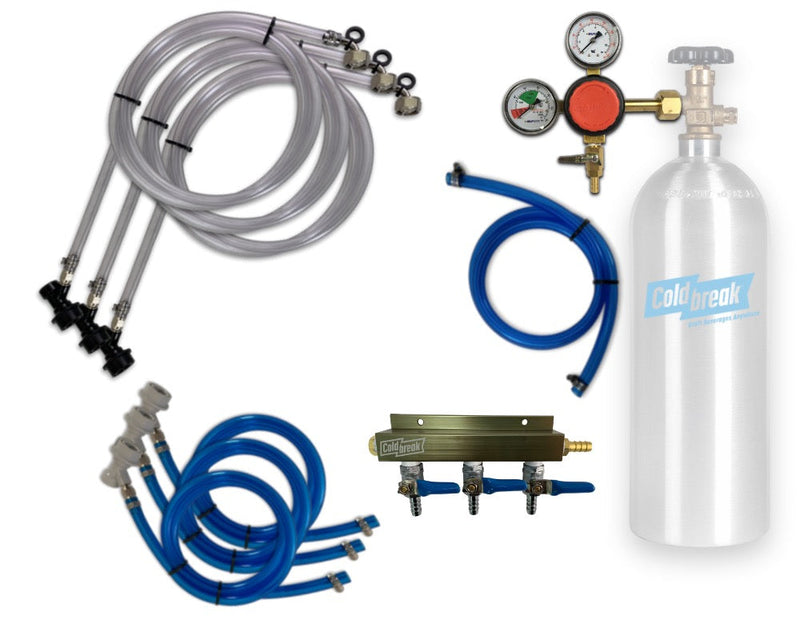 Load image into Gallery viewer, Coldbreak 3-tap CO2 ball-lock dispensing kit for Cornelius kegs.
