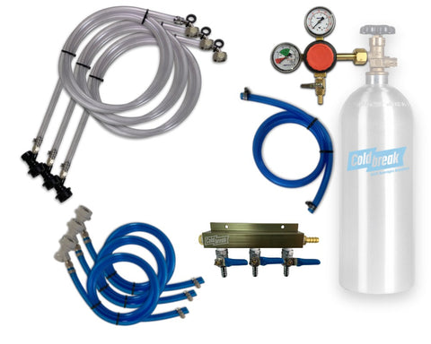 Coldbreak 3-tap CO2 ball-lock dispensing kit for Cornelius kegs.