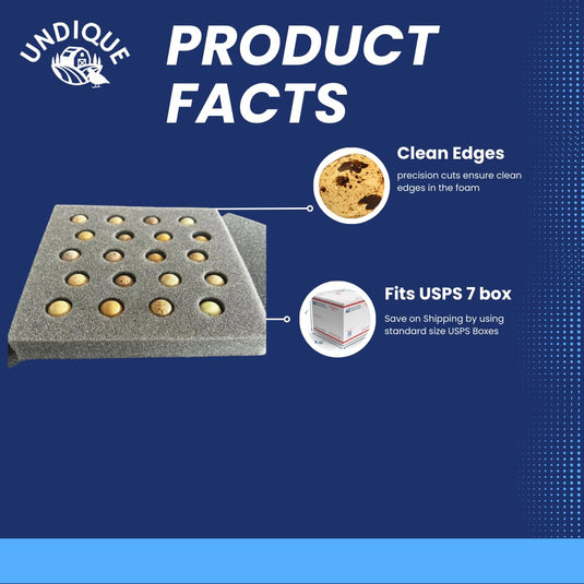 Button Quail Egg Foam Shipper 20 Hole Sets - Safe Egg Transport for Button Quail Eggs (5 Count)
