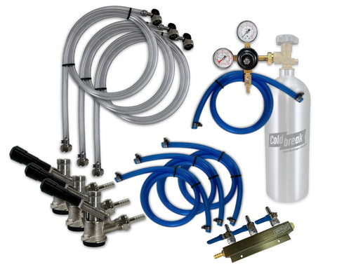 Coldbreak 3-tap nitrogen keg dispensing kit with Sankey D couplers.