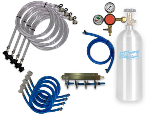 Coldbreak 4-tap CO2 ball-lock dispensing kit for Cornelius kegs.