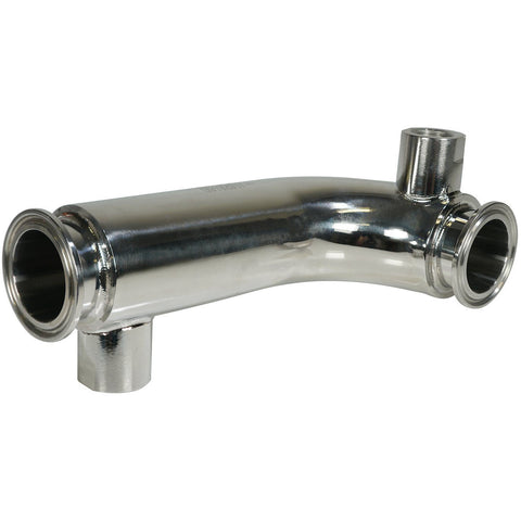 1.5 Inch Fully Jacketed Tri-Clamp x 8 Inch 90 Degree Bend