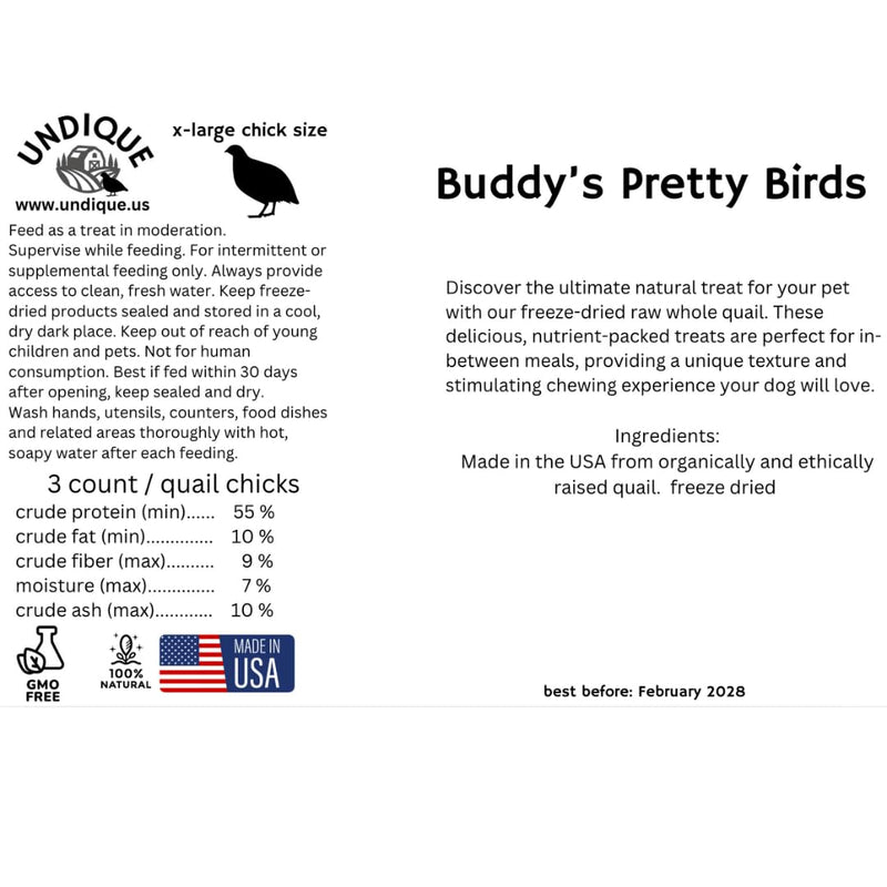 Load image into Gallery viewer, Buddy's Pretty Birds Whole Quail Chicks XL, 3 Count
