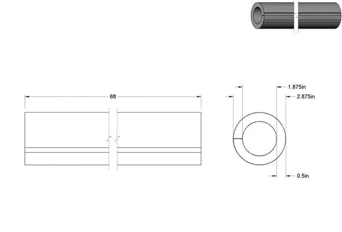 Flexible Rubber Foam Pipe Insulation Tube Slit, 1/2