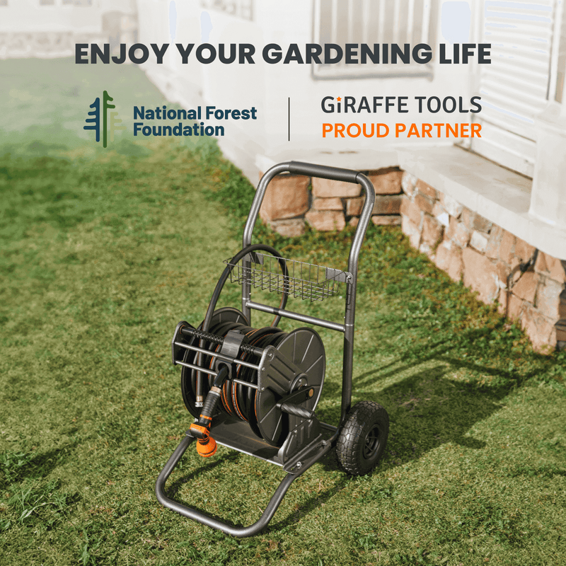 Load image into Gallery viewer, Garden Hose Reel Cart-2 Wheels-Stainless Steel-Heavy Duty
