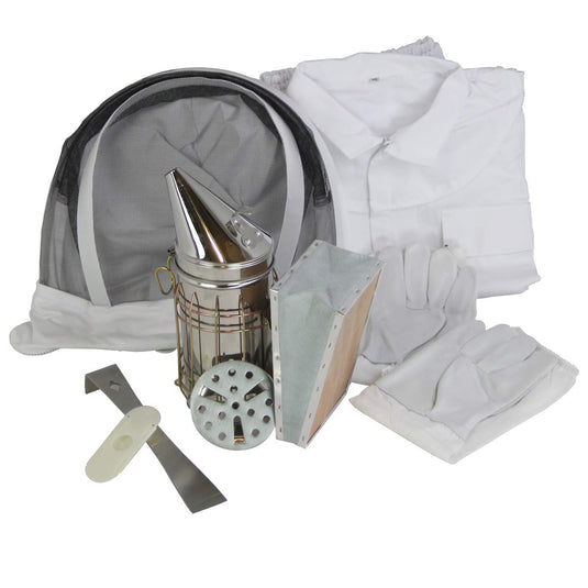 Complete 10-Frame Nuc Ready Beekeeping Starter Kit with Hive, Smoker, Tools & Protective Gear 1 Deep Only Starter Kit