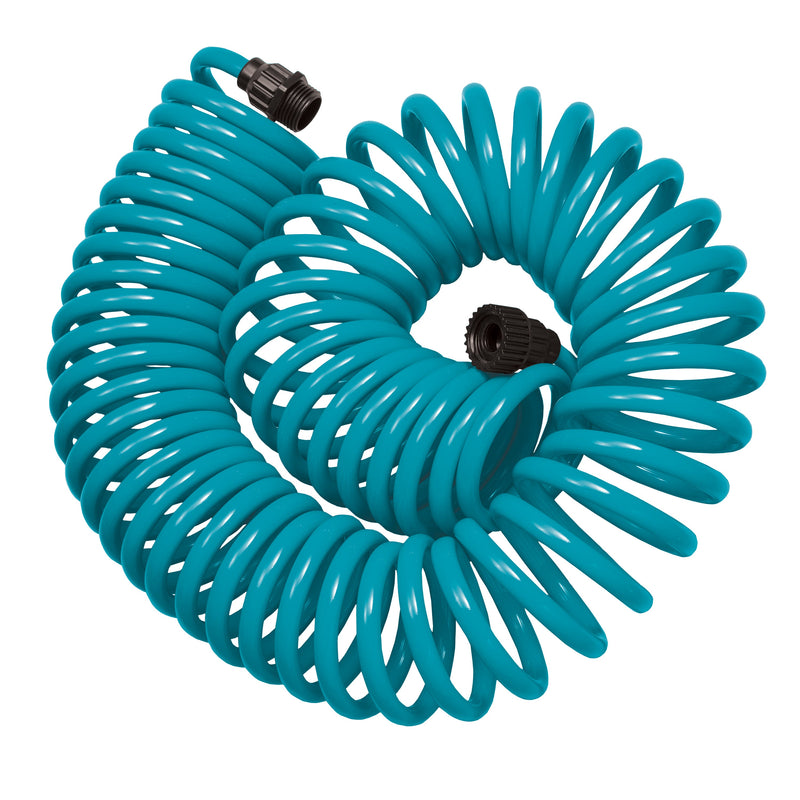 Load image into Gallery viewer, 50' Blue Coil Hose w/8-Pattern Plastic Nozzle 27436
