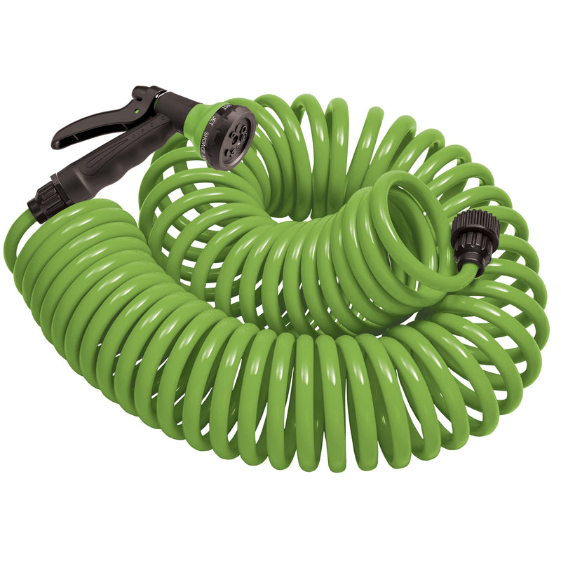 Load image into Gallery viewer, 50 Foot Coil Hose with ABS threads and 8 Pattern Nozzle | 27389
