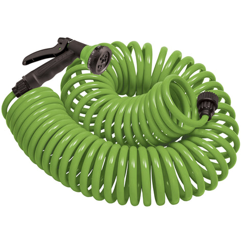 Orbit 50 ft coil hose with 8-pattern nozzle