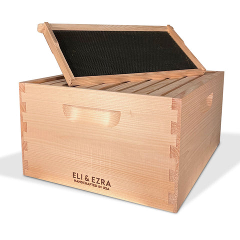 Eli and Ezra 10-frame deep brood box, Amish-made yellow pine