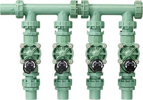 Product image of Orbit Irrigation 4-Valve Preassembled Manifold with PVC adapters 57257