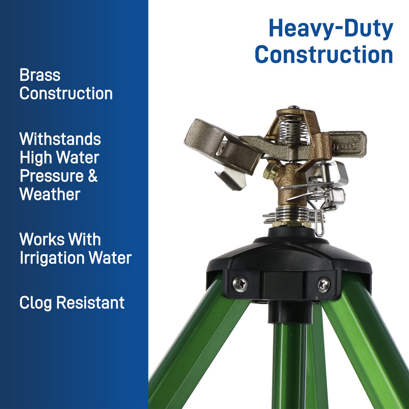 Load image into Gallery viewer, 1/2 Inch Brass Impact Sprinkler on Tripod Base 58308
