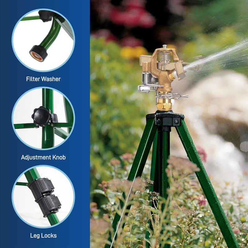 Load image into Gallery viewer, 1/2 Inch Brass Impact Sprinkler on Tripod Base 58308
