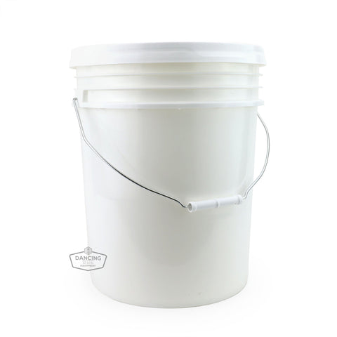 Food-grade 5-gallon plastic pail bucket for storing and bottling honey.
