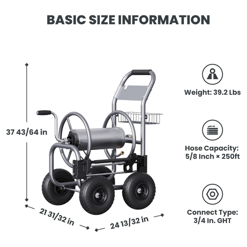 Load image into Gallery viewer, Garden Hose Reel Cart-4 Wheels-Heavy Duty
