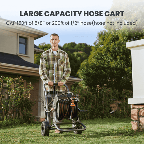 Garden Hose Reel Cart-2 Wheels-Stainless Steel-Heavy Duty, additional product view 2