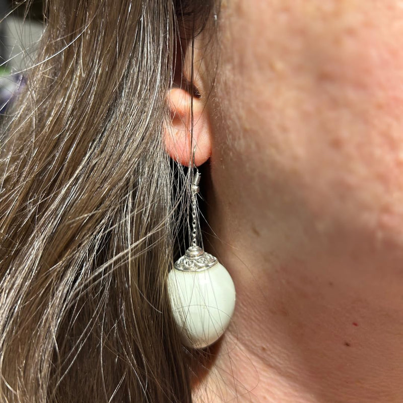Load image into Gallery viewer, Quail Egg Earrings, Celadon
