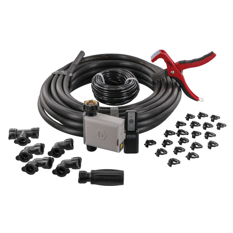 Garden box drip irrigation kit with B-hyve smart faucet timer
