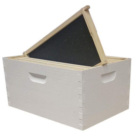 8-frame Langstroth deep brood box, painted and assembled, white pine