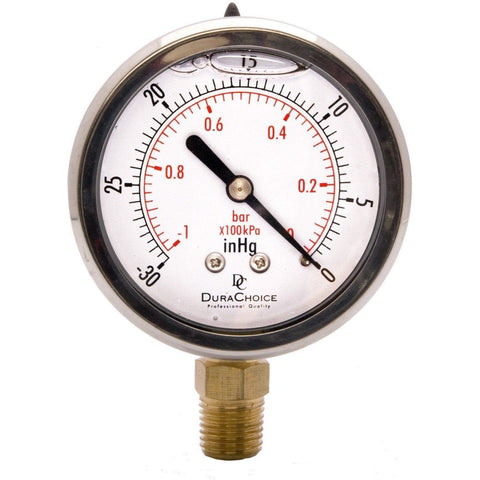 Liquid filled vacuum gauge, NPT lower mount