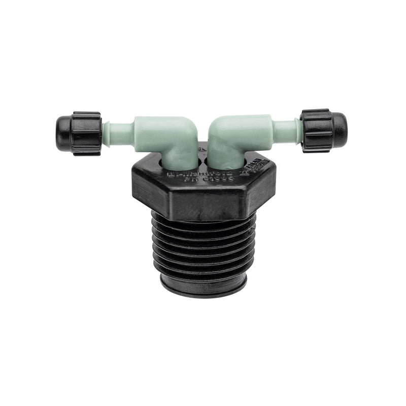 Load image into Gallery viewer, 1/2" MPT x 1/4" Barb 2-Port Full Flow Drip Manifold 67035
