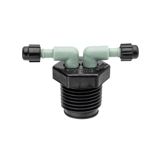 1/2" MPT x 1/4" Barb 2-Port Full Flow Drip Manifold 67035