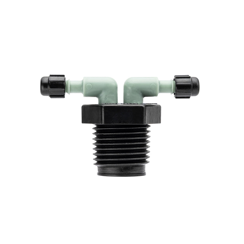 Load image into Gallery viewer, 1/2" MPT x 1/4" Barb 2-Port Full Flow Drip Manifold 67035
