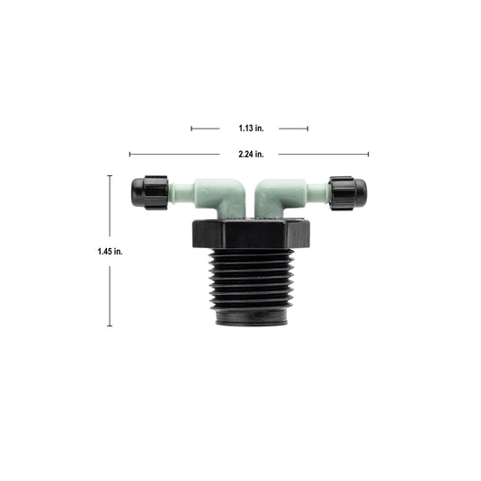 1/2" MPT x 1/4" Barb 2-Port Full Flow Drip Manifold 67035
