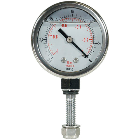Glycerine filled vacuum gauge for chamber lids