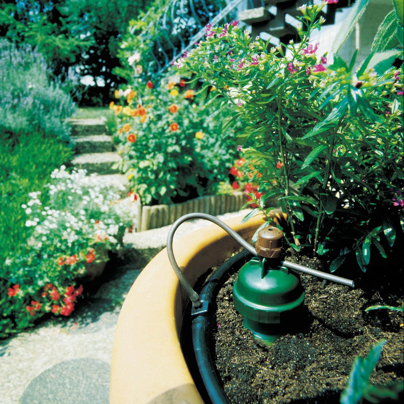 Load image into Gallery viewer, Tropf-Blumat sensor and tubing installed in a planted outdoor container
