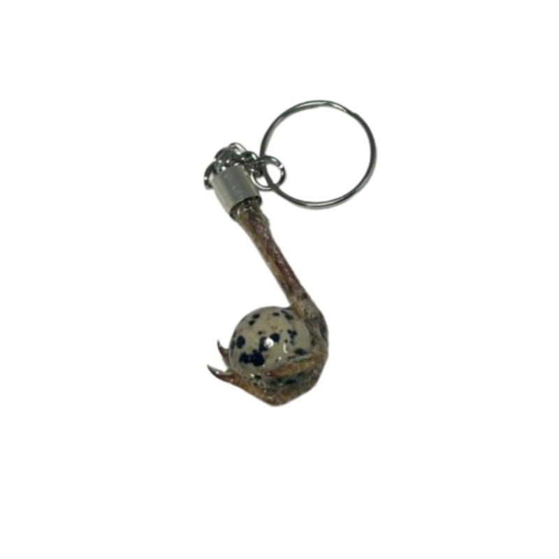 Load image into Gallery viewer, Quail Foot Keychain with Faux Quail Egg Stone
