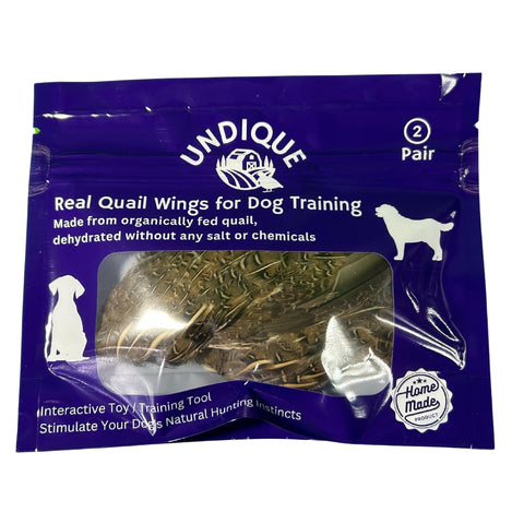 Real quail wings for dog training, 2 pair, packaging
