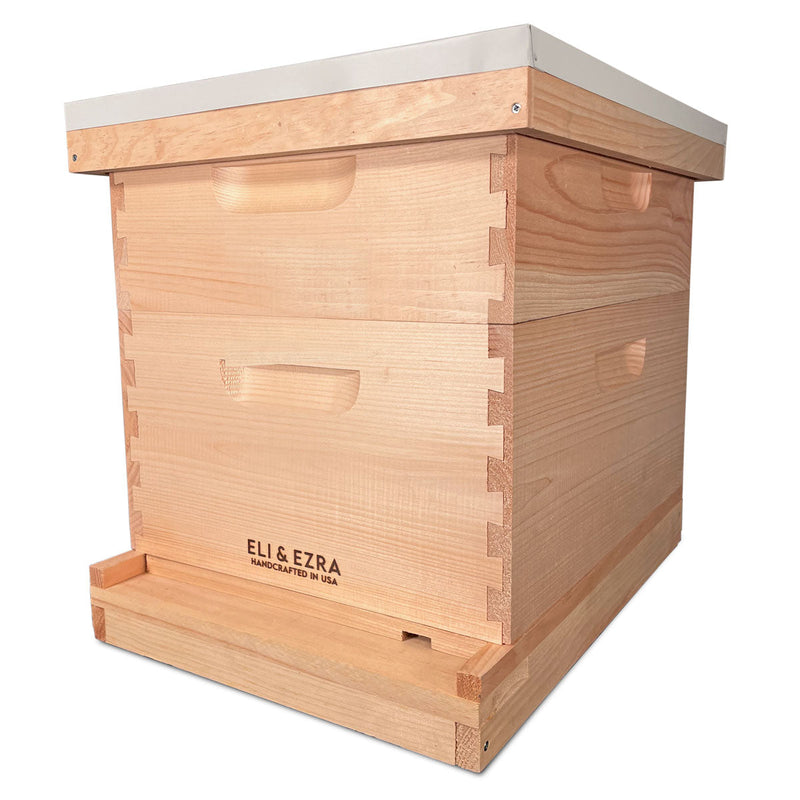 Load image into Gallery viewer, 10 Frame Eli and Ezra Premium Amish-Made in USA Beehive Kit: 1 Deep + 1 Medium Boxes with Dovetail Joints
