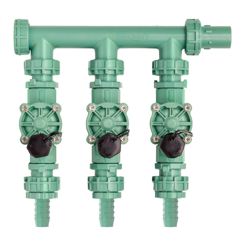 Orbit 3-valve preassembled manifold with HDPE adapters