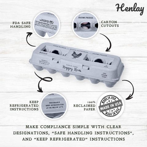 Henlay Laid Local Egg Cartons- Adorable Printed Vintage Design- 25, 90, or 250, additional product view 2